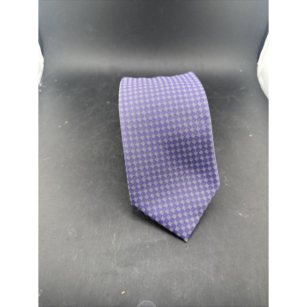 Marco Lariani Silk Tie Made In Italy Purple Geometric Mens Necktie Classic